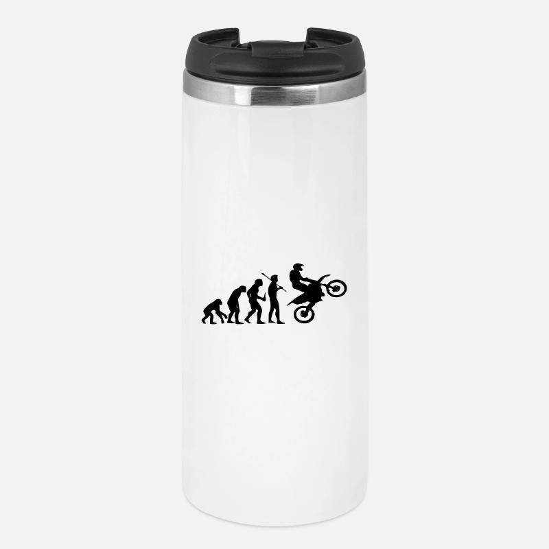 Evolution Affe zu Motocross - Thermobecher - Weiß