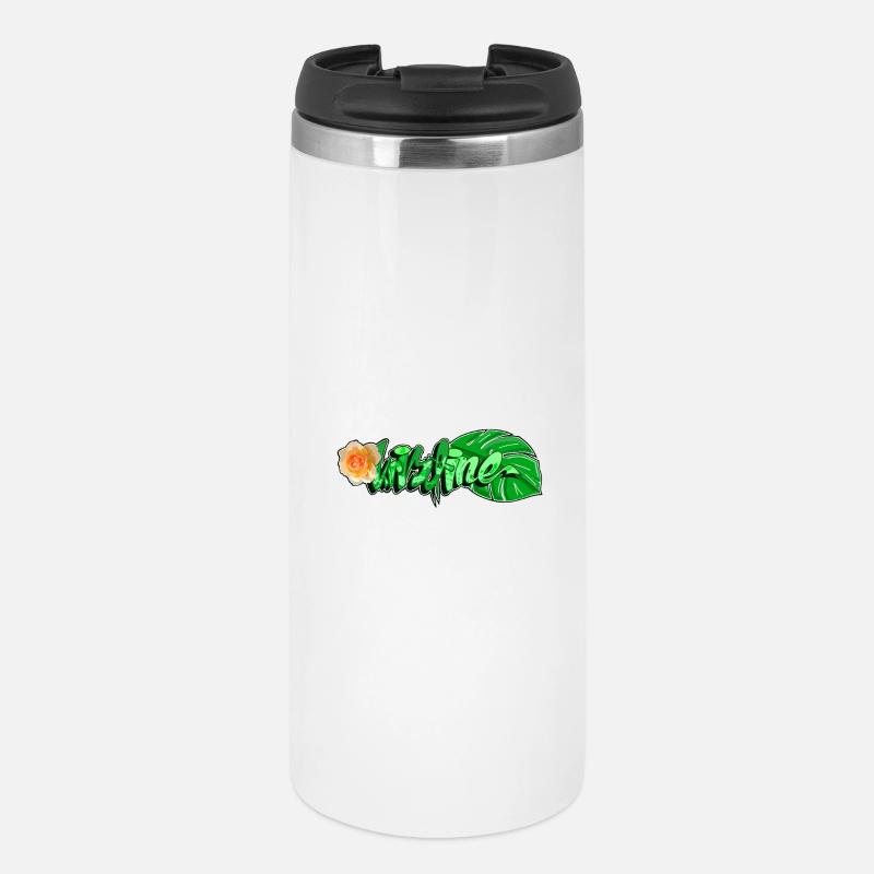 Tropical Leaf and Cream Leaf Design - Thermal Cup - white