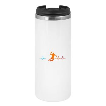Handball Trainer Herzschlag – Geschenkidee - Thermobecher - Weiß - Vorne