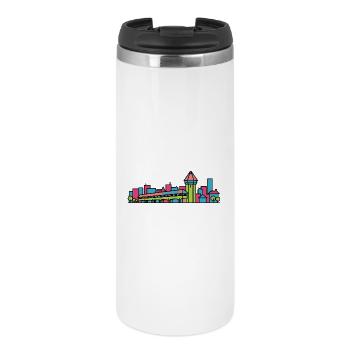 Lucerne City Skyline Chapel Bridge Line Art - Thermal Cup - white - Front