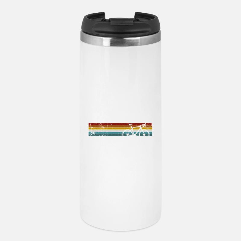 Silhouette de vélo à rayures arc-en-ciel - Mug isotherme - blanc
