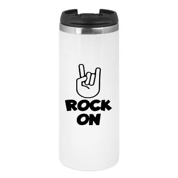 Rock on Musiker, Sänger, Schlagzeuger, Bassist * - Thermobecher - Weiß - Vorne