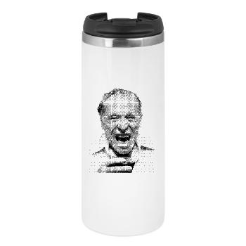 Charles Bukowskis Rasterporträt - Thermobecher - Weiß - Vorne