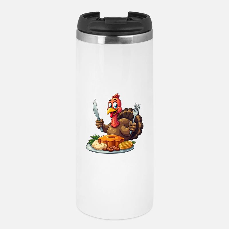 Thanksgiving Drôle Dinde de Thanksgiving - Mug isotherme - blanc