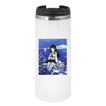 Marin Écolière au bord de la mer en Bleu - Mug isotherme - blanc - Devant