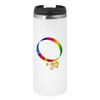 Rainbow Dog Collar Motif with Pendants - Thermal Cup - white - Front