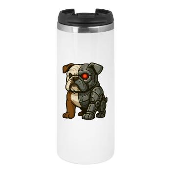 Cyborg Bouledogue avec Œil Rouge et Armure - Mug isotherme - blanc - Devant