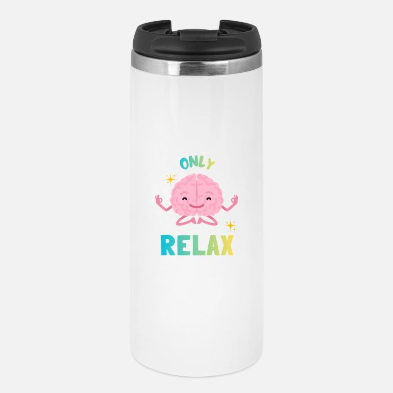 Regenbogen-Zen-Gehirn - Thermobecher - Weiß