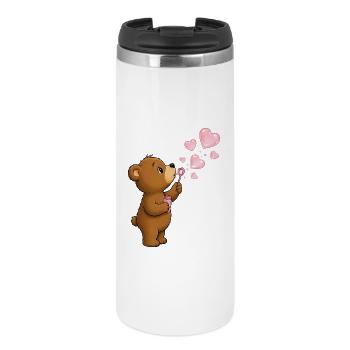 Cute Bear with Heart Soap Bubbles Motif - Thermal Cup - white - Front