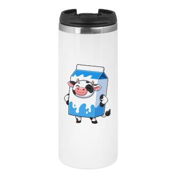 Cow in Milk Carton Cartoon - Thermal Cup - white - Front
