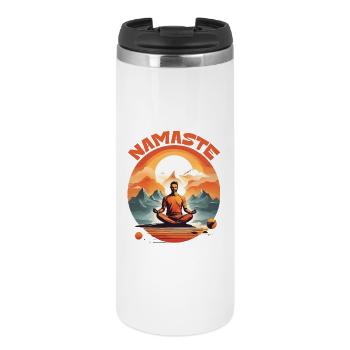 GELASSENHEIT INMITTEN VON GIPFELN: YOGA NAMASTE - Thermobecher - Weiß - Vorne