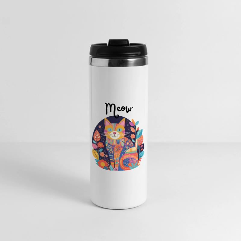 Chat coloré florilège patchwork Mug isotherme