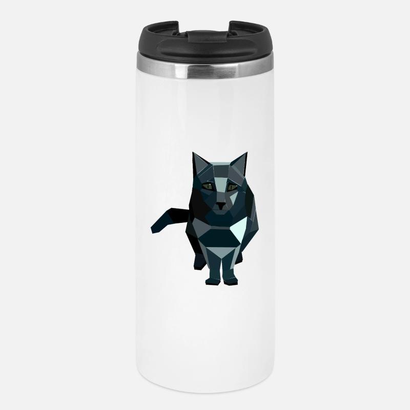 Chat géométrique de style obsidienne - Mug isotherme - blanc