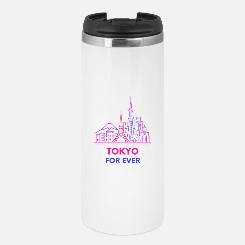 Neon Skyline Paris à Tokyo Design Silhouette - Mug isotherme - blanc