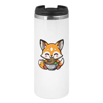 Kawaii Fuchs isst Ramen Nudeln - Thermobecher - Weiß - Vorne