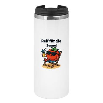 Mûr pour le soleil tomate ketchup dessin animé végétal - Mug isotherme - blanc - Devant