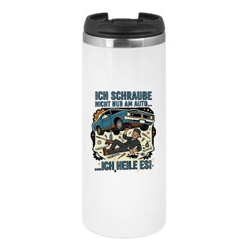 Autoschrauber Mechaniker Humor Spruch - Thermobecher - Weiß - Vorne