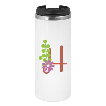 Elegant letter 'H' with flowers - Thermal Cup - white - Front