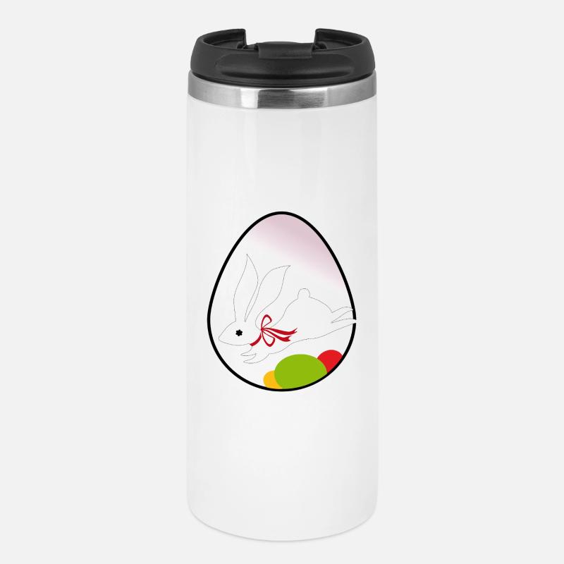 Silhouette de lapin de Pâques dans l’œuf - Mug isotherme - blanc
