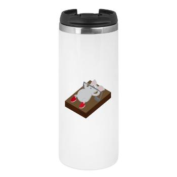 Kindermotiv Maus Kindershirt Mausefalle Training - Thermobecher - Weiß - Vorne