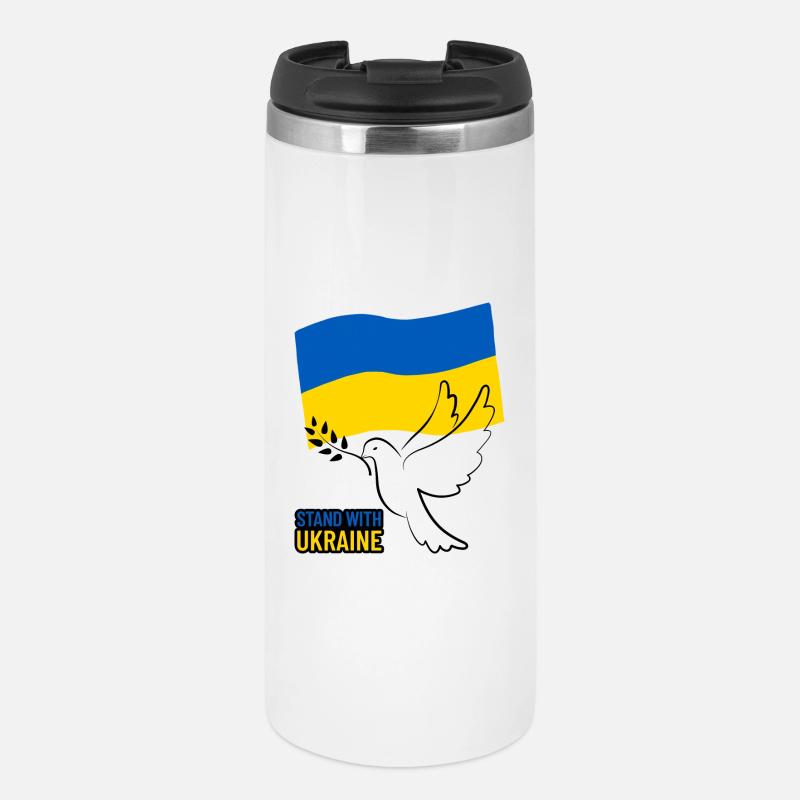 Ukraine flag with wing design - Thermal Cup - white