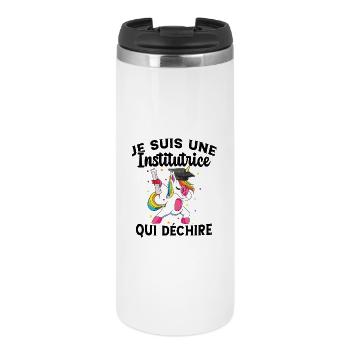 Femme Institutrice Qui Déchire Idée Enseignant - Mug isotherme - blanc - Devant