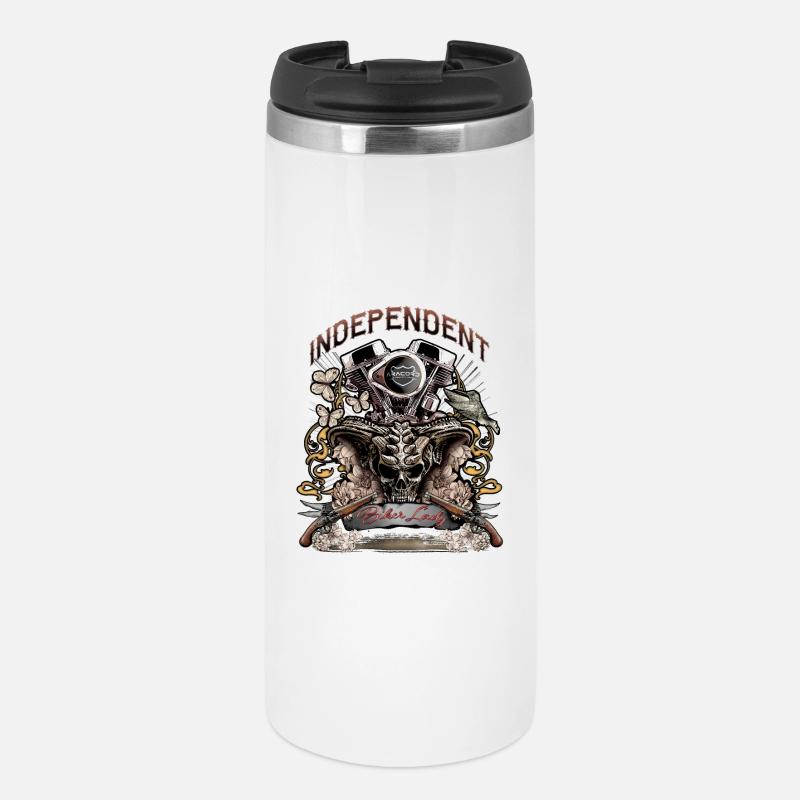 skull demon engine biker tshirt for girls - Thermal Cup - white