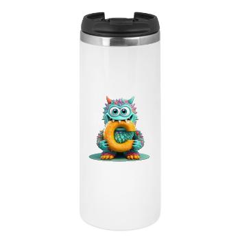 Bunter Monster mit Buchstabe C - Thermobecher - Weiß - Vorne