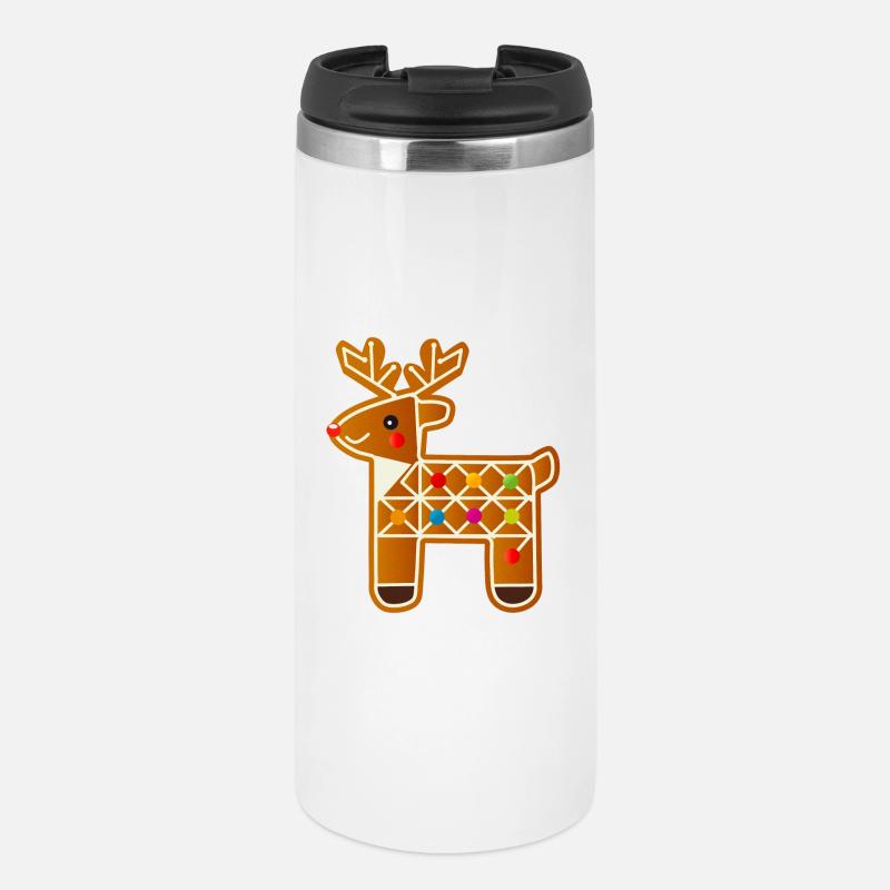 Reindeer in gingerbread design for Christmas - Thermal Cup - white