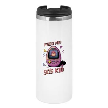 Tamagotchi Feed Me 90er Jahre Nostalgie Design - Thermobecher - Weiß - Vorne