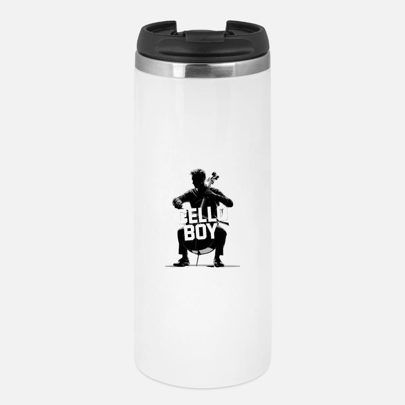 Cello Boy Cellist Silhouette - Thermal Cup - white
