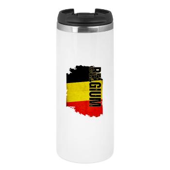 Vertical Belgium flag, Belgian pride - Thermal Cup - white - Front