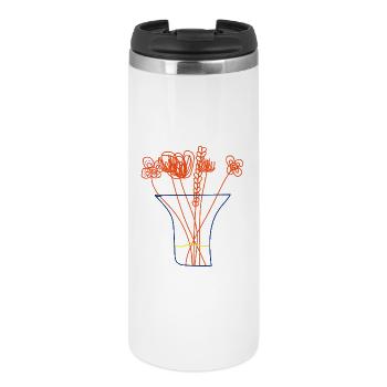 Minimalistischer Strauß – Blumen in der Vase - Thermobecher - Weiß - Vorne