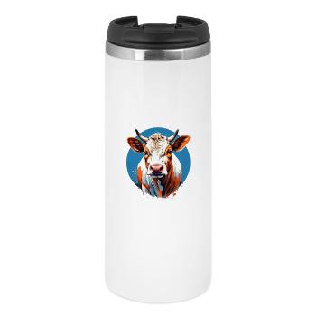 Expressive cow portrait in modern art - Thermal Cup - white - Front