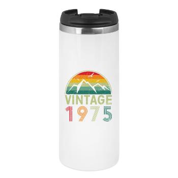 Vintages Bergsonnenuntergang-Design - Thermobecher - Weiß - Vorne