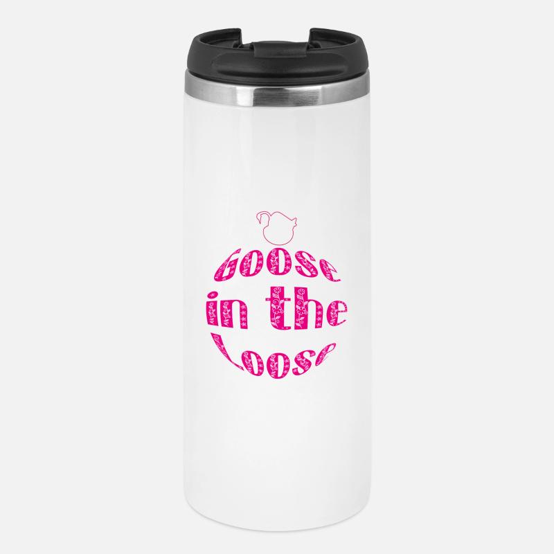 Goose on the Loose – Funny Retro Floral Typography - Thermal Cup - white