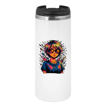 Explosion de couleurs astucieuse avec des lunettes de soleil - Mug isotherme - blanc - Devant