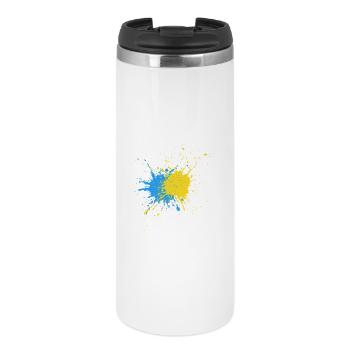 Bicolore Speckle Art Bleu Jaune - Mug isotherme - blanc - Devant