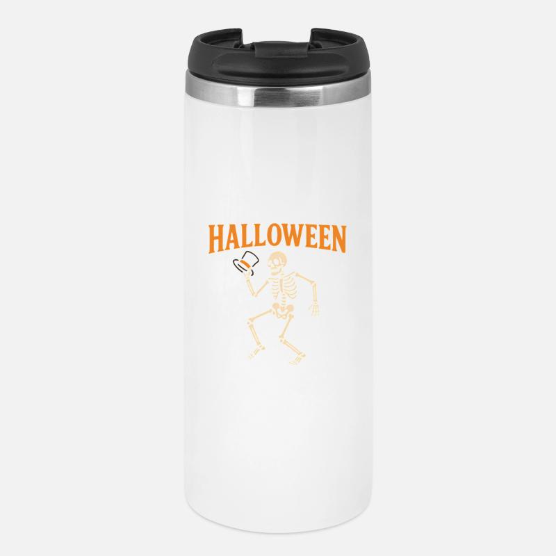 Squelette d’Halloween avec chapeau haut de forme - Mug isotherme - blanc