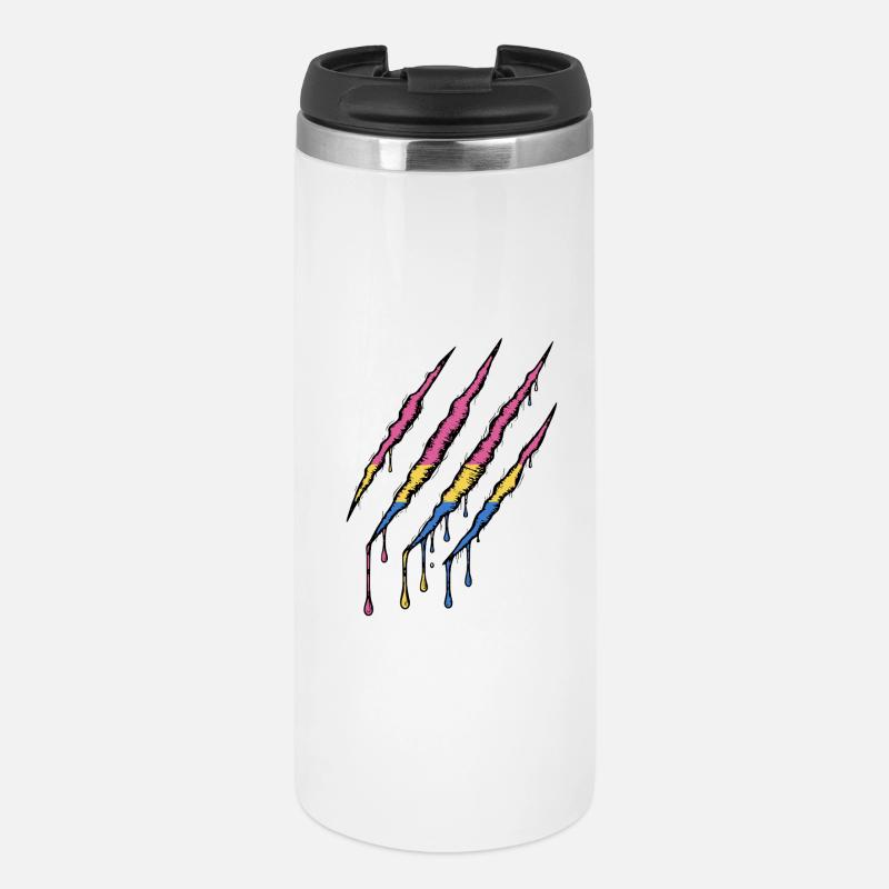 Pan Pride Claw - Drapeau Pansexuel Scratch Trace - Mug isotherme - blanc