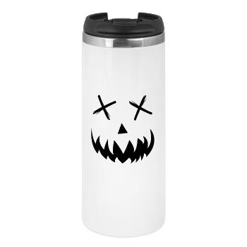 lustiges Kürbis Gesicht Halloween Shirt Outfit Top - Thermobecher - Weiß - Vorne
