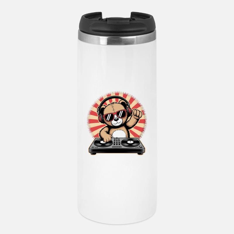 DJ Bär avec casque - Mug isotherme - blanc