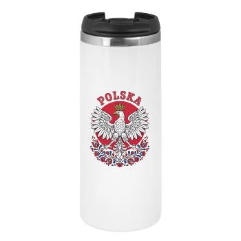 Polska Eagle Folk Emblem Art - Thermal Cup - white - Front