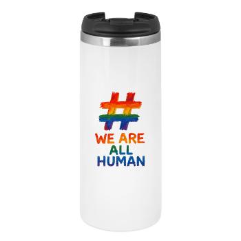 #WeAreAllHuman – Rainbow Watercolor Design - Thermal Cup - white - Front
