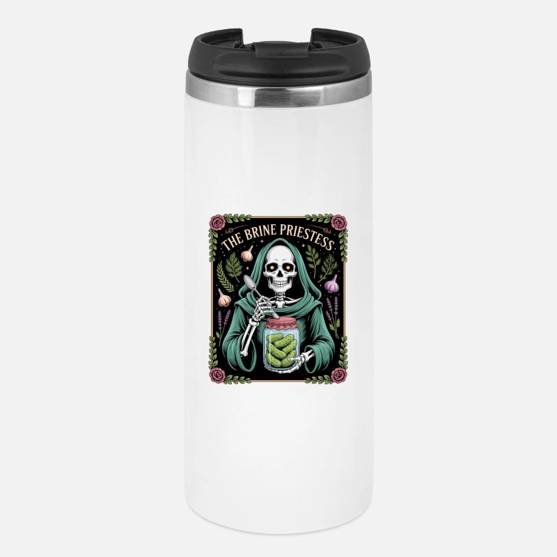The Brine Priestess Skeleton Cucumber Witch - Thermal Cup - white