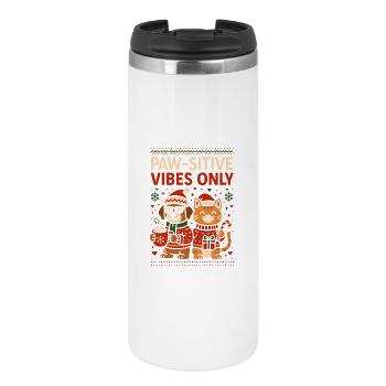 Paw Sitive Vibes Only Weihnachts Hund Katze - Thermobecher - Weiß - Vorne