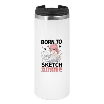 Born To Sketch Anime - Thermal Cup - white - Front