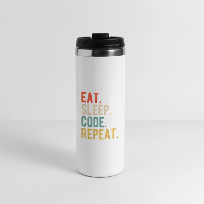 Eat Sleep Code Repeat Programmer Nerd Retro Thermal Cup