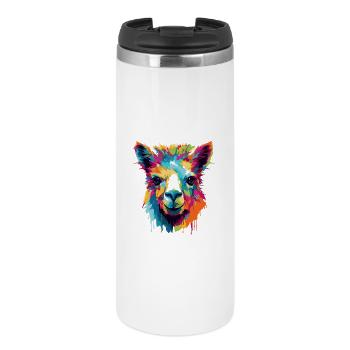 Llama Farbexplosion Popart - Thermobecher - Weiß - Vorne