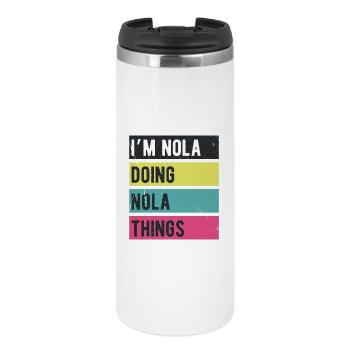 Je suis Nola qui fait des choses Nola Rétro Colors - Mug isotherme - blanc - Devant